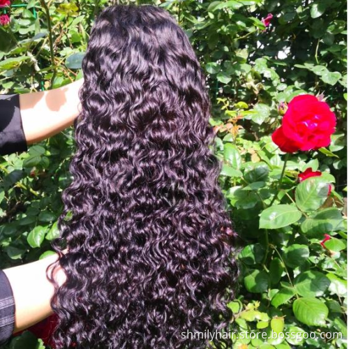 Shmily Free Sample Brazilian Wigs Lace Front Water Wave HD Transparent cuticle aligned 40 inch wig for white women
